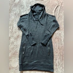 Athleta Sweatshirt Womens Small Gray Long Sleeve Drawstring‎ Cowl Neck